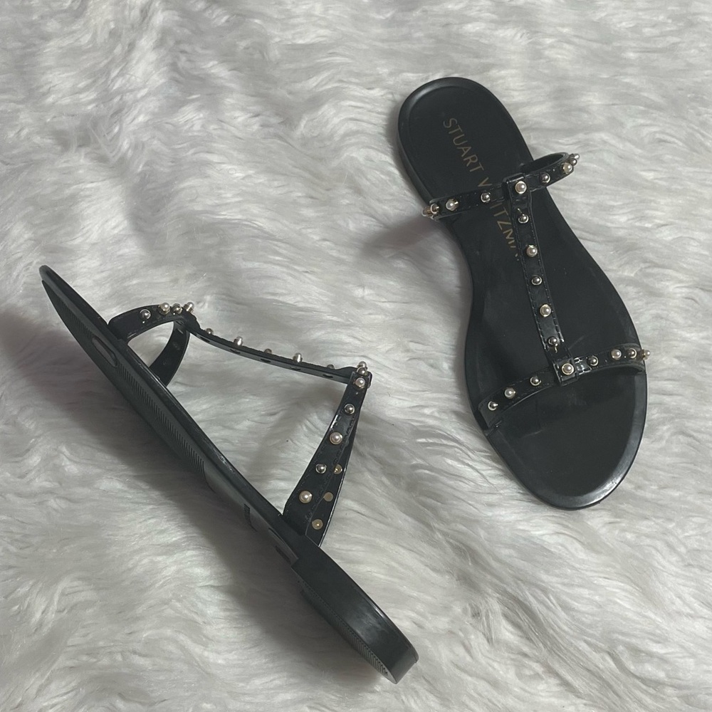 NWOB Stuart Weitzman Black Beaded Slippers
